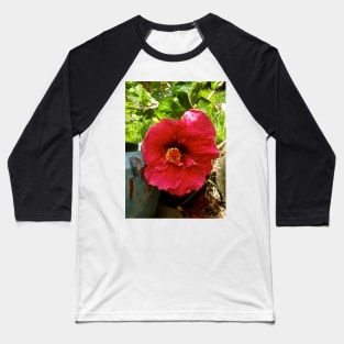 Red Hibiscus Baseball T-Shirt